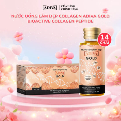 Nước Uống COLLAGEN ADIVA GOLD Dưỡng Da Căn Mịn Ngừa Lão Hóa (Hộp x 14 Chai)