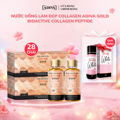 Combo 2 hộp COLLAGEN ADIVA GOLD (14 chai/hộp) 1,996k giảm còn 1,780k tặng: 1 WHITE ADIVA viên 60 viên