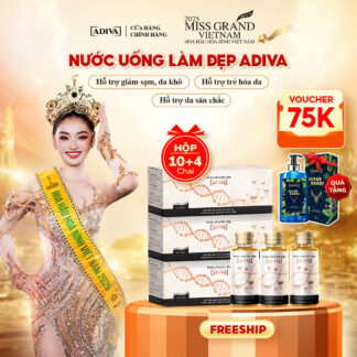 Combo 3 hộp COLLAGEN ADIVA (10 chai/hộp) 2,433k giảm còn 2,175k tặng 12 chai cùng loại và 1 Sữa tắm hương nước hoa ADIVA Sugar Daddy