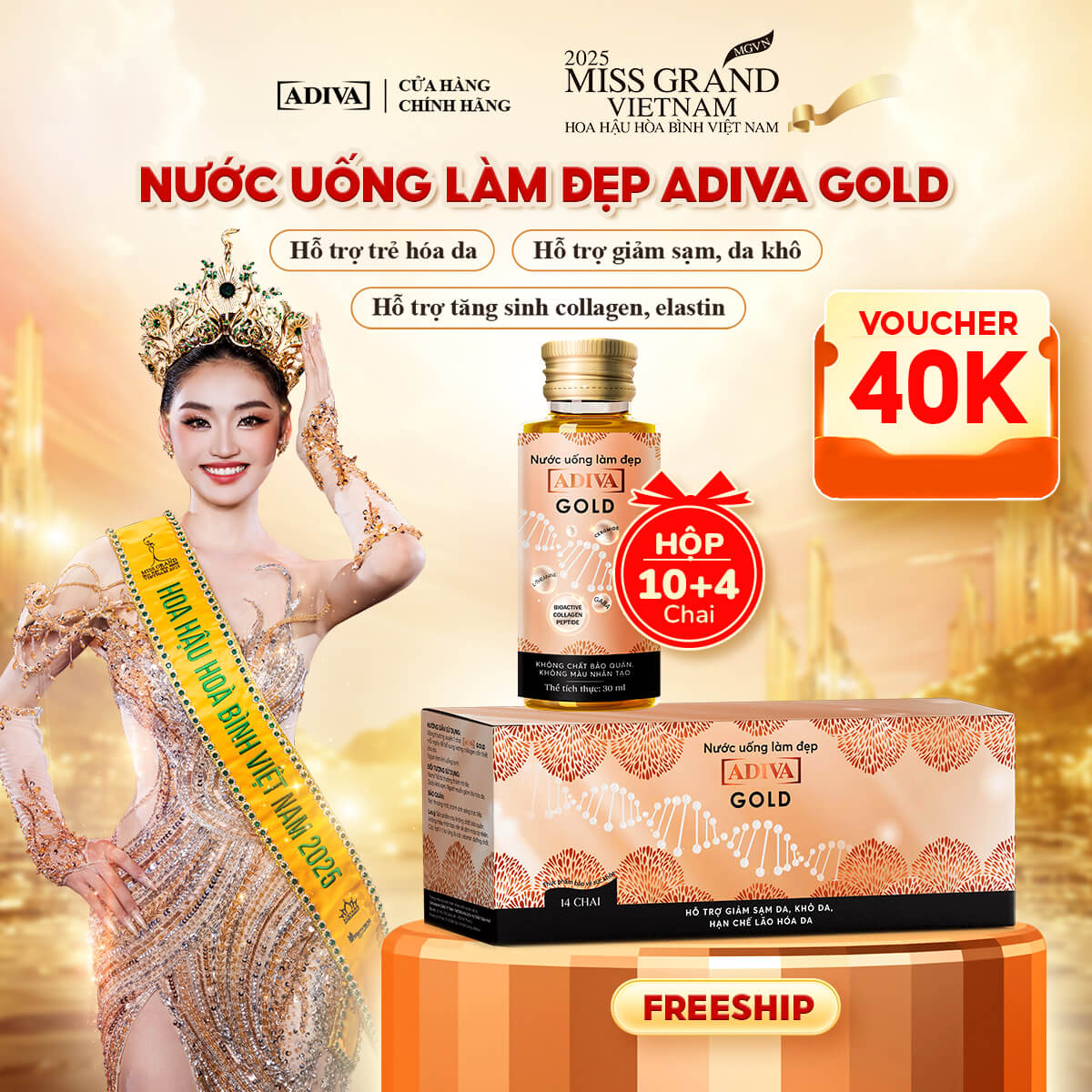 Nước uống làm đẹp COLLAGEN ADIVA GOLD