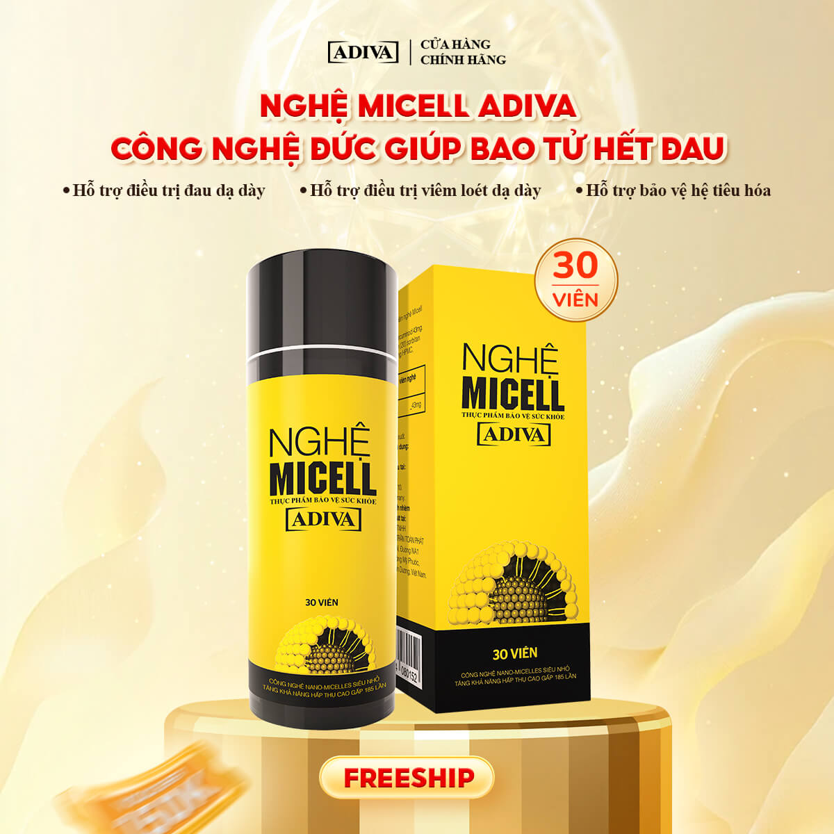 1 Hộp viên uống Nghệ Micell ADIVA (30 viên/hộp)