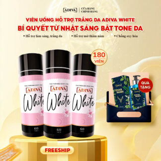 Combo 3 WHITE ADIVA (60 viên/hộp) 1,965k giảm còn 1,770k tặng 1 Sữa tắm hương nước hoa ADIVA Sugar Daddy