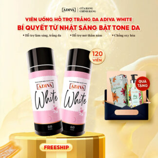 Combo 2 WHITE ADIVA (60 viên/hộp) 1,840k tặng 1 chai Sữa tắm hương nước hoa ADIVA Day Dreamer (400ml/chai)