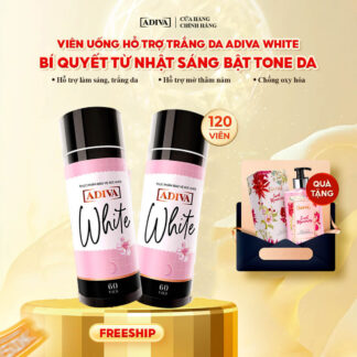 Combo 2 WHITE ADIVA (60 viên/hộp) 1,840k tặng 1 chai Sữa tắm hương nước hoa ADIVA Sweet Memories (400ml/chai)